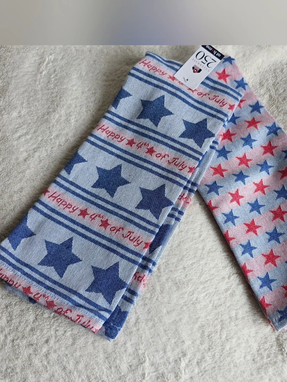 New Set of 2 Stars Jacquard Kitchen Towels 100% cotton, patriotic 4th of July